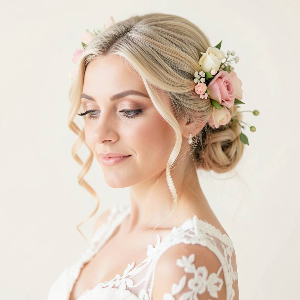 Romantic bridal hair styling